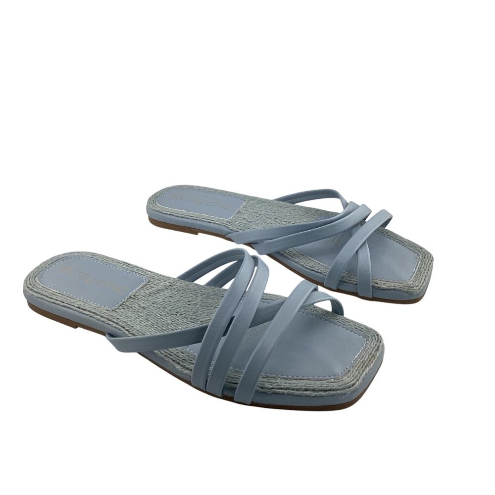 City Chic Womens Delia Slide Blue‎ Size 8-8.5 39 NWB Espadrille Sandals Strappy - Picture 3 of 7